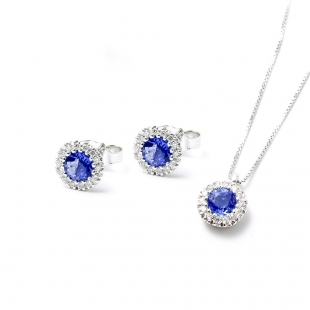 Parure Zaffiro blu rotondo...