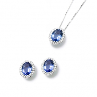 Parure Zaffiro blu ovale...