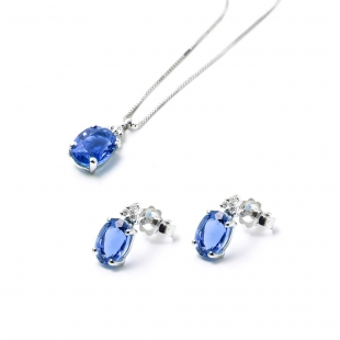 Parure Zaffiro blu ovale...
