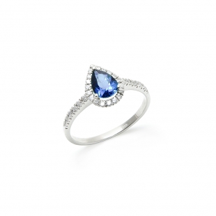 Anello Zaffiro blu a Goccia...