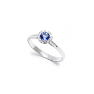 Anello Zaffiro blu Rotondo...