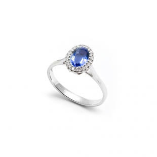 Anello Zaffiro blu Ovale...