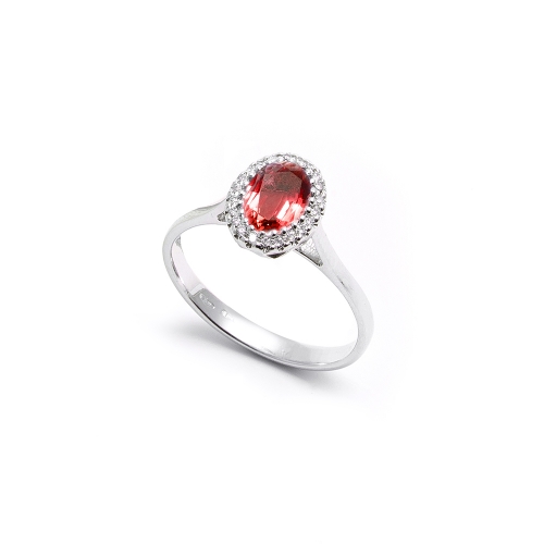 Anello Rubino Ovale con contorno di...