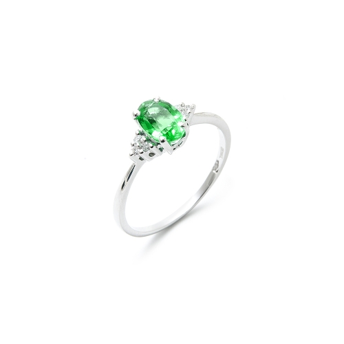 Anello Smeraldo Ovale con Diamanti