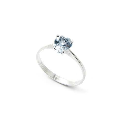 Anello Acqua Marina a forma di Cuore