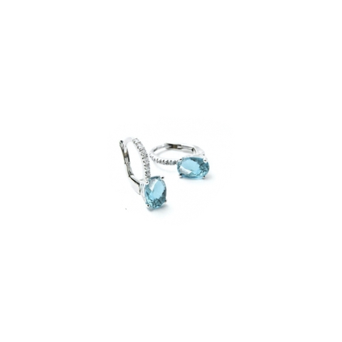 Orecchini Acquamarina Ovale e Diamanti
