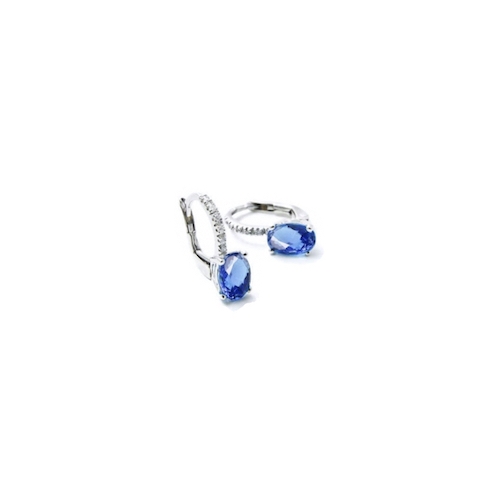 Orecchini Zaffiro blu Ovale e Diamanti